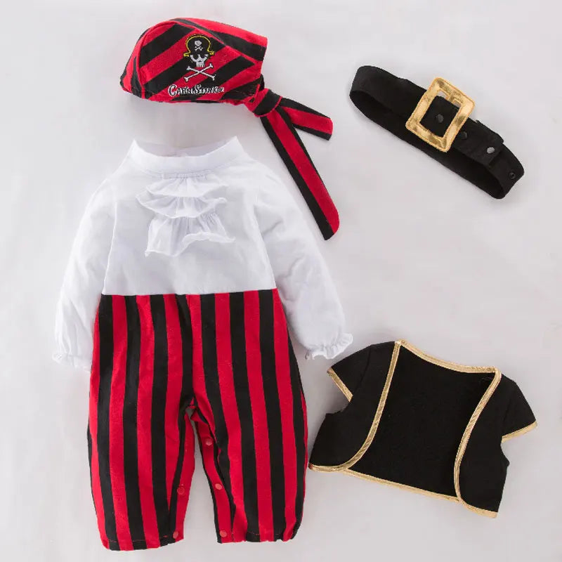 Baby Boys Girls Captain Pirate Costume Infant Toddler Romper Jumpsuit