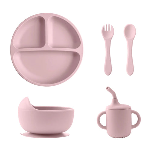 New BPA Free Silicone Baby Feeding Set Sucker Bowl Dinning Dishes