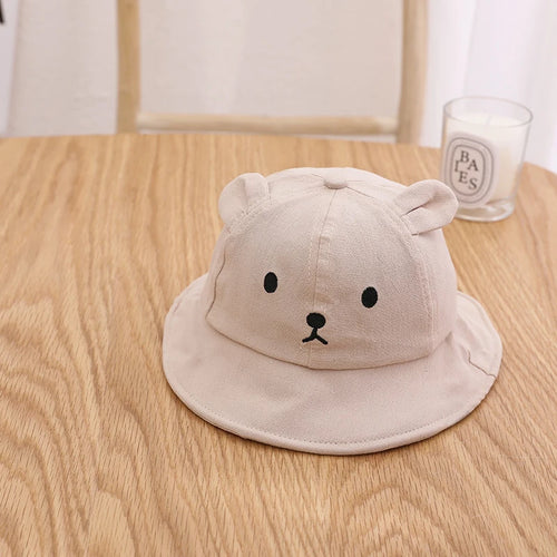Cute Bear Baby Bucket Hat With Ears Boy Girl Cotton Kids Sun Hat