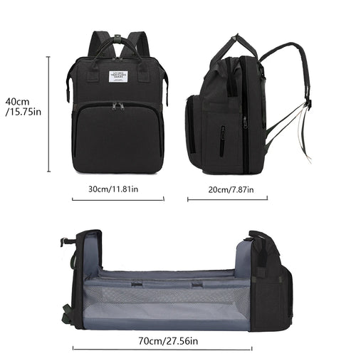 Foldable bed diaper bag with changing station insulated pocket and