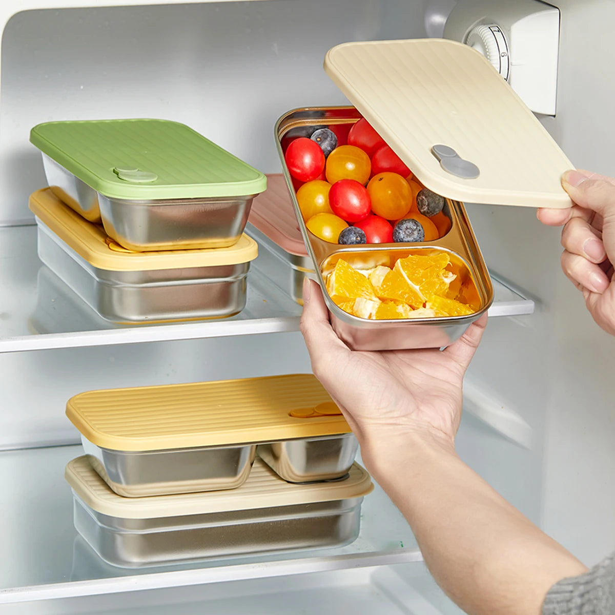 WORTHBUY Portable 304 Stainless Steel Lunch Box For Kids Students