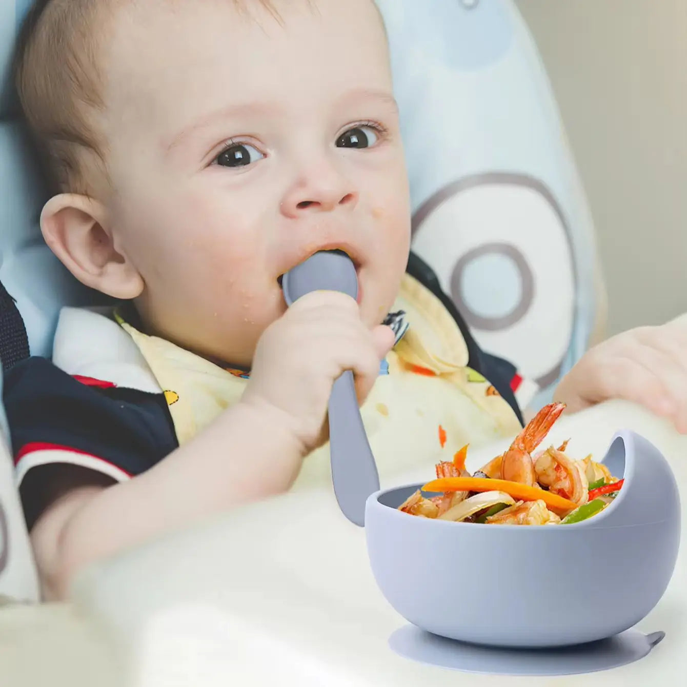 2PC Silicone Sucker Bowl Feeding Tableware for Infant and Young